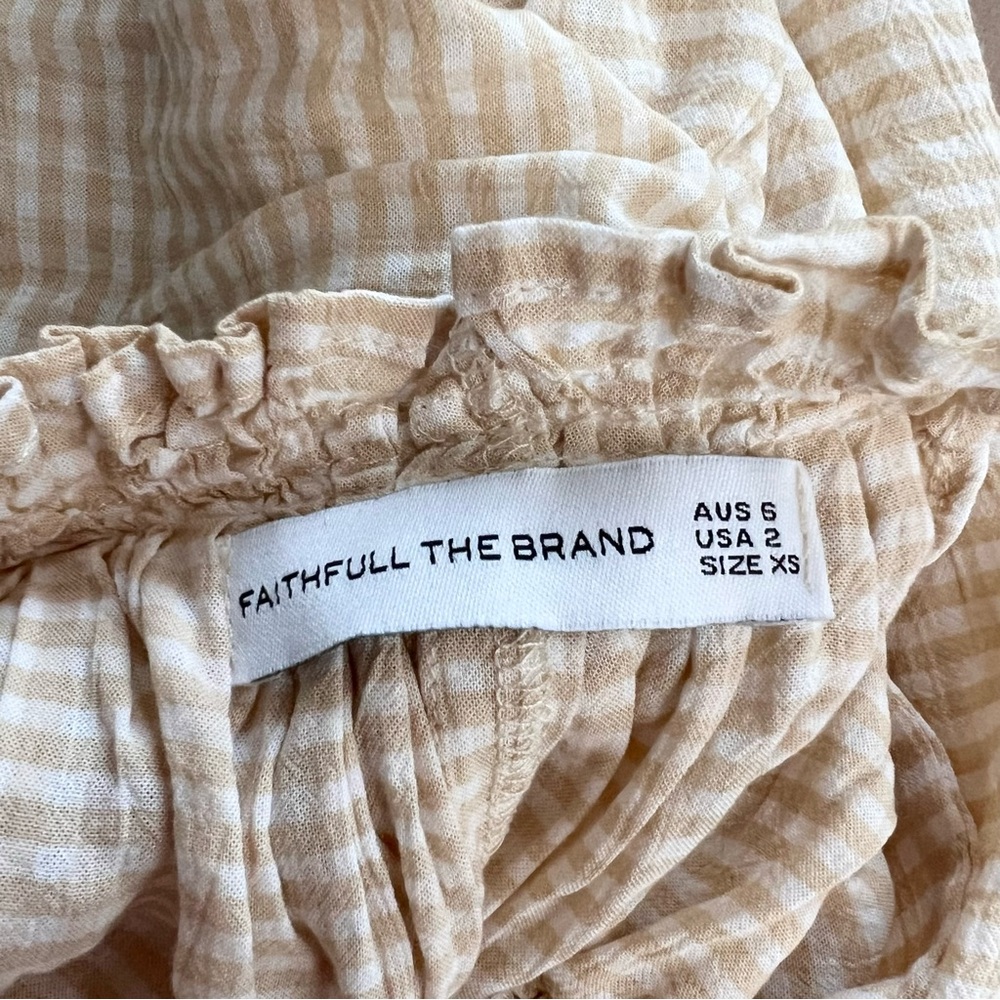 Faithfull the Brand Apricot Gingham Print Ruffled Crop Top - Picture 3 of 12